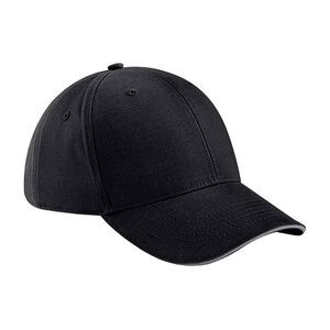 Beechfield Athleisure 6 Panel Baseball Cap / Black/Graphite Grey